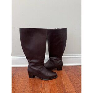 Canada Regence Womens 8.5D Lined Mid High Pull On Boots 1 7/8" Heel Brown